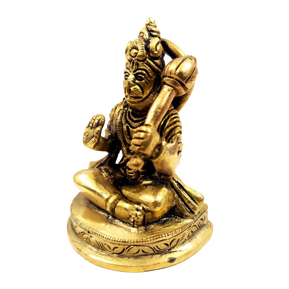 Brass Hanumanji Sitting Idol L2.25" x W1.75" x H3.25"